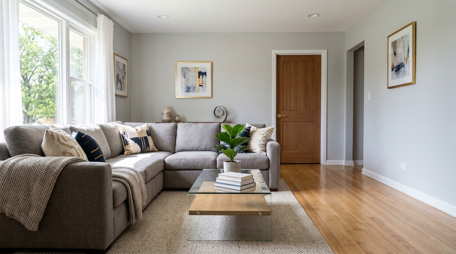 Spotless remodeled residential interior after final dust cleanup Spotless remodeled residential interior after final dust cleanup