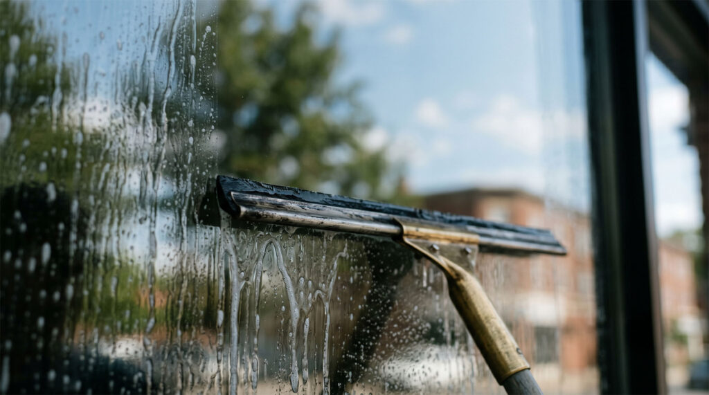 Storefront window cleaning